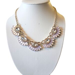 Elegant Gold and Purple Jeweled Floral Necklace